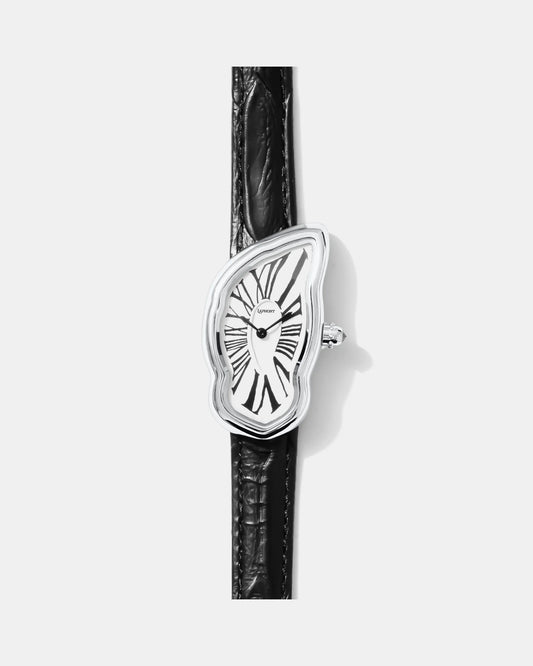 Schmelzende Uhr Groß Silber