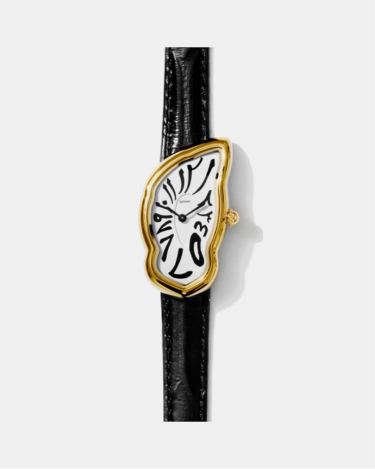 Schmelzende Uhr Groß Gold