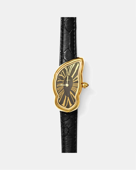 Schmelzende Uhr Groß Gold